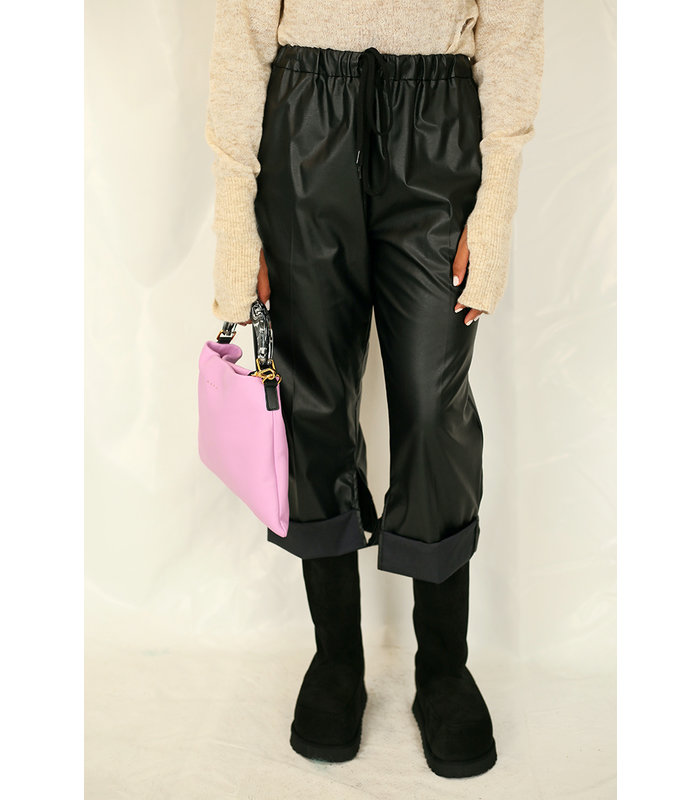 CROPPED LEATHERLOOK PANTS BLACK