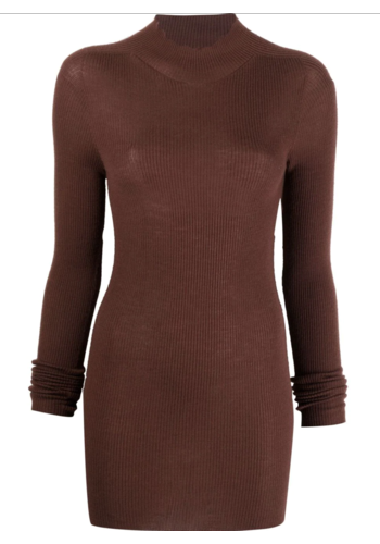RICK OWENS ribbed lupetto sweater macassar RICK OWENS ribbed lupetto sweater macassar