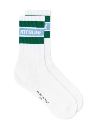 MAISON KITSUNE striped sporty socks deep green MAISON KITSUNE striped sporty socks deep green