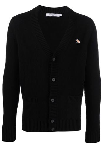 MAISON KITSUNE fox patch cosy cardigan black