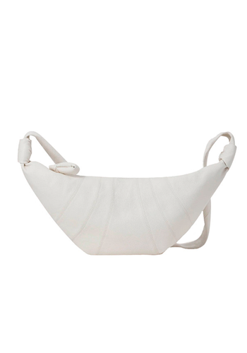 LEMAIRE medium croissant bag grainy leather chalk LEMAIRE medium croissant bag grainy leather chalk