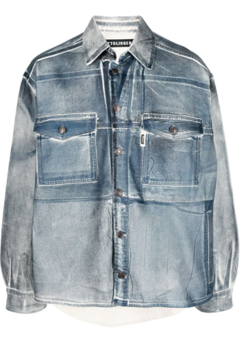 OTTOLINGER oversized denim shirt paint sand / blue OTTOLINGER oversized denim shirt paint sand / blue