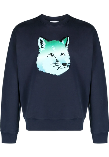 MAISON KITSUNE vibrant fox head relaxed sweatshirt navy MAISON KITSUNE vibrant fox head relaxed sweatshirt navy