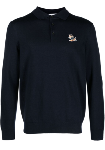 MAISON KITSUNE dressed fox patch regular polo jumper navy MAISON KITSUNE dressed fox patch regular polo jumper navy