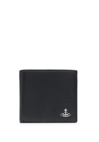 VIVIENNE WESTWOOD grain leather billfold id window black VIVIENNE WESTWOOD grain leather billfold id window black