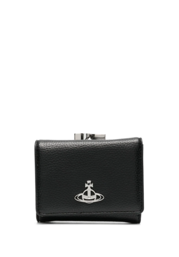 VIVIENNE WESTWOOD re-vegan grain small frame wallet black VIVIENNE WESTWOOD re-vegan grain small frame wallet black