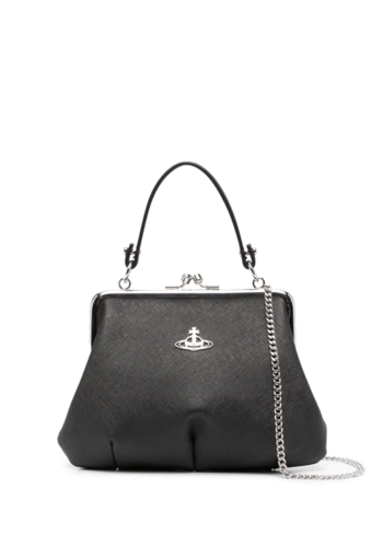 VIVIENNE WESTWOOD granny frame purse grainy black VIVIENNE WESTWOOD granny frame purse grainy black