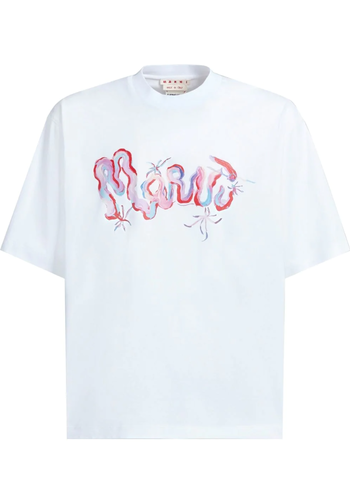 MARNI white cotton t-shirt with marni whirl MARNI white cotton t-shirt with marni whirl