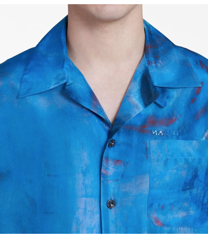 BOWLING SHIRT WITH BUCHI BLU PRINT