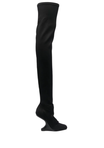 RICK OWENS LILIES cantilever 11 thigh knee boot black neo