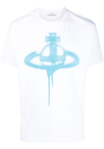 VIVIENNE WESTWOOD spray orb classic t-shirt white blue VIVIENNE WESTWOOD spray orb classic t-shirt white blue
