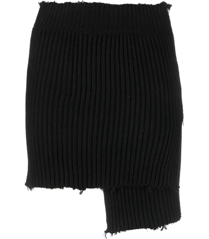 asymmetric knitted side zip skirt