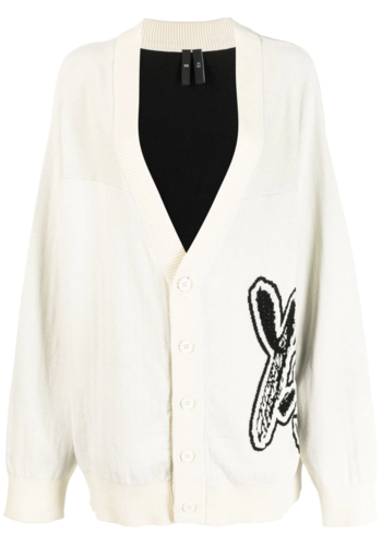 Y-3 logo knit cardigan cream black Y-3 logo knit cardigan cream black