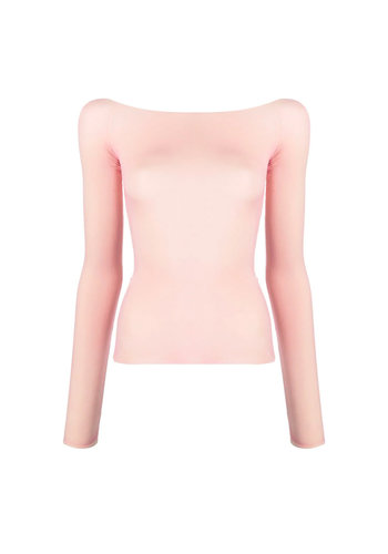 MM6 MAISON MARGIELA off shoulder mesh top pink