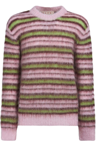 MARNI mohair sweater striped pink green burgundy