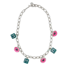 MARNI NECKLACE PINK FLOWERS X MALACHITE