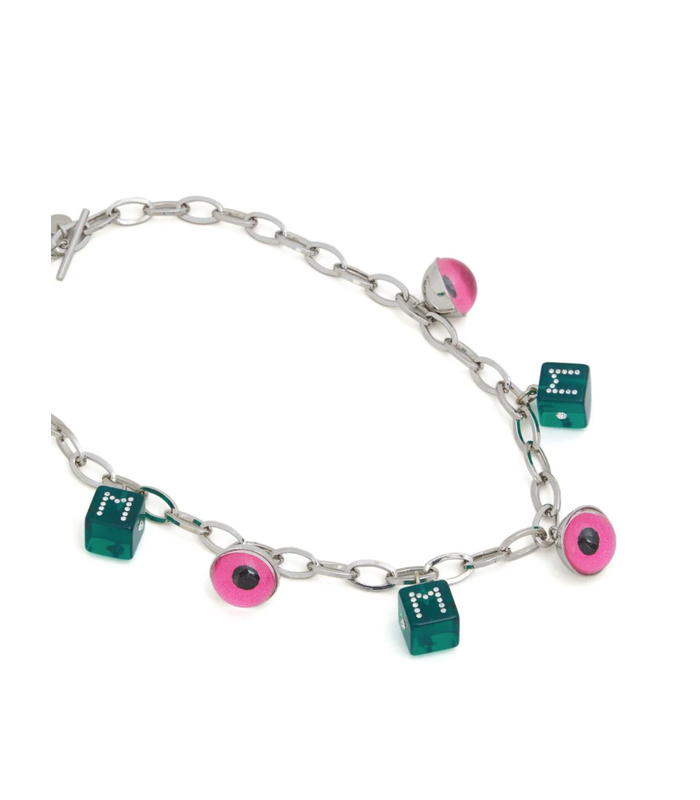 NECKLACE PINK FLOWERS X MALACHITE