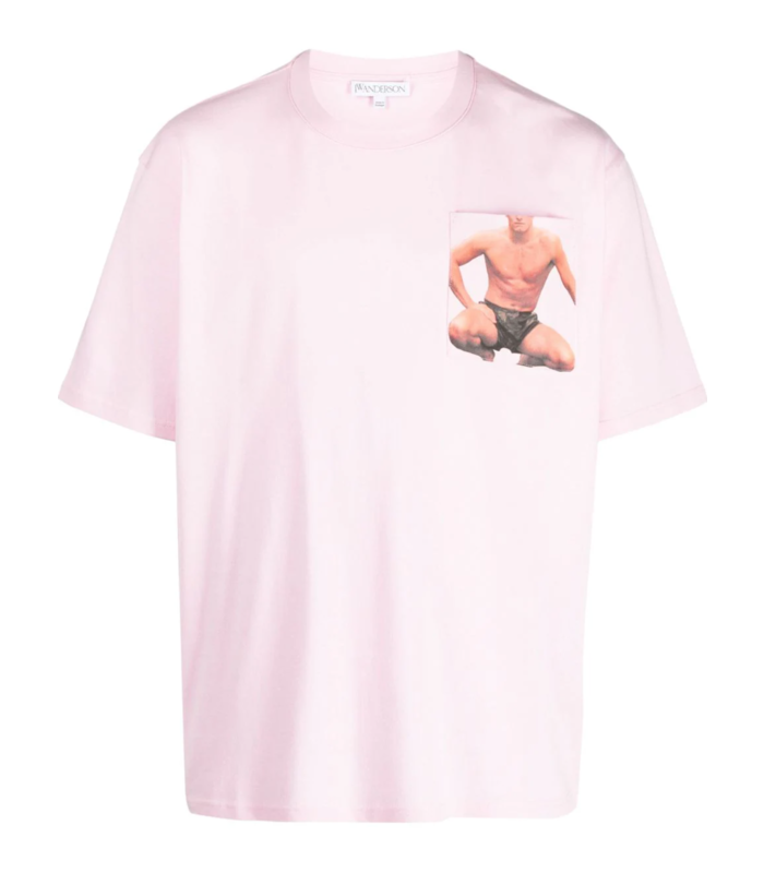 CROUCHING STUD CHEST POCKET T-SHIRT - PINK