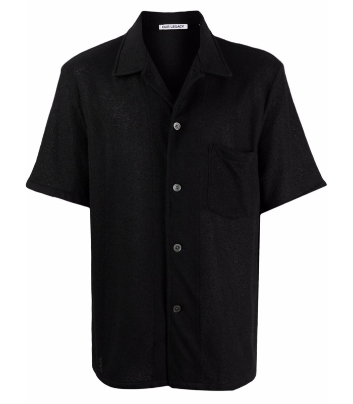 BOX SHIRT SHORTSLEEVE BLACK BOUCLE