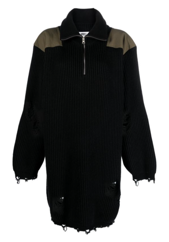 MM6 MAISON MARGIELA mini dress shoulder pads & zipper black MM6 MAISON MARGIELA mini dress shoulder pads & zipper black