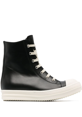 RICK OWENS leather sneaker black/milk/milk RICK OWENS leather sneaker black/milk/milk
