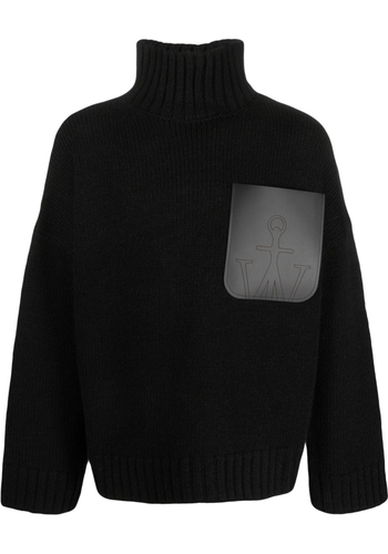 JW ANDERSON leather patch pocket jumper black JW ANDERSON leather patch pocket jumper black