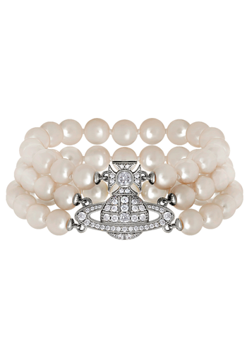 VIVIENNE WESTWOOD graziella three row pearl platinum bracelet VIVIENNE WESTWOOD graziella three row pearl platinum bracelet