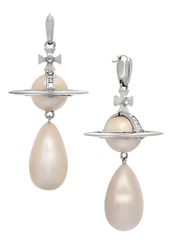 VIVIENNE WESTWOOD giant pearl drop earrings platinum