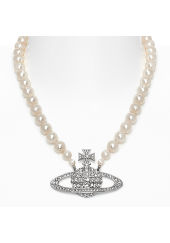VIVIENNE WESTWOOD man. bas relief pearl necklace platinum VIVIENNE WESTWOOD man. bas relief pearl necklace platinum