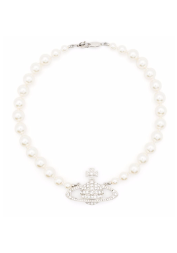 VIVIENNE WESTWOOD one row pearl bas relief platinum VIVIENNE WESTWOOD one row pearl bas relief platinum