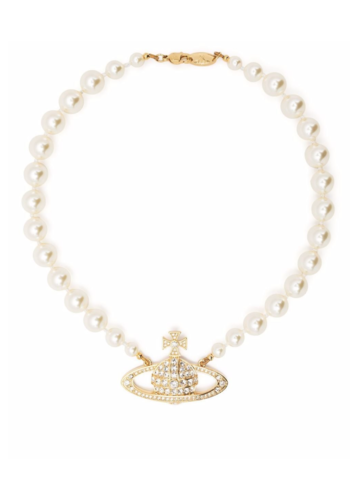 VIVIENNE WESTWOOD one row pearl bas relief choker gold VIVIENNE WESTWOOD one row pearl bas relief choker gold