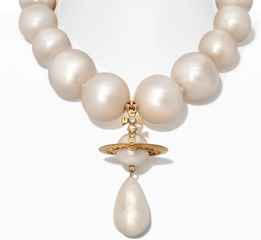 VIVIENNE WESTWOOD GIANT PEARL DROP NECKLACE GOLD / CREAM ROSE Pearl ...
