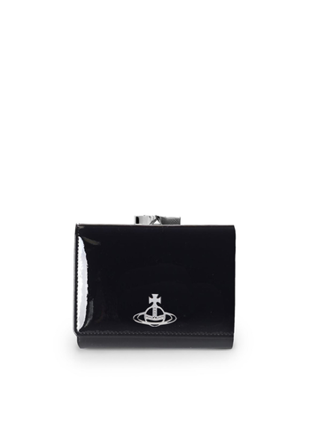 VIVIENNE WESTWOOD shiny patent small frame wallet black VIVIENNE WESTWOOD shiny patent small frame wallet black