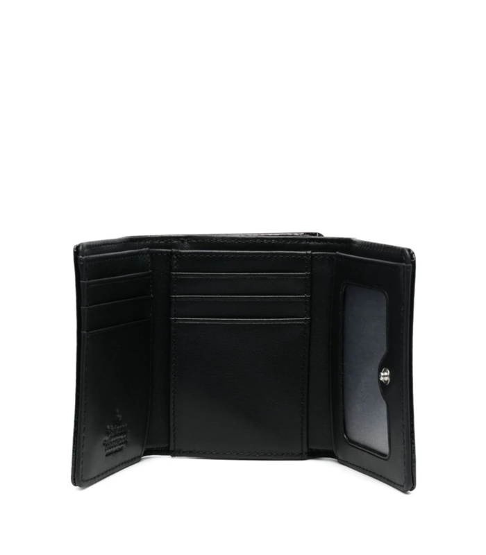 VIVIENNE WESTWOOD SHINY PATENT SMALL FRAME WALLET BLACK