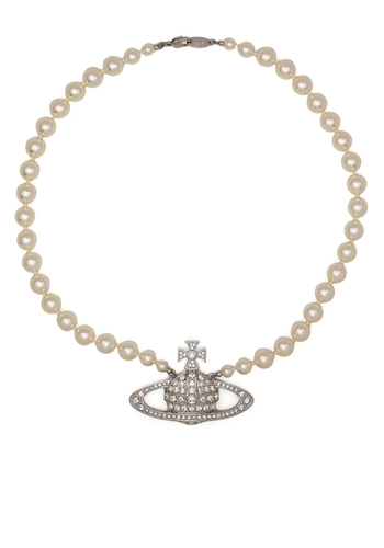 VIVIENNE WESTWOOD man. bas relief pearl necklace platinum VIVIENNE WESTWOOD man. bas relief pearl necklace platinum