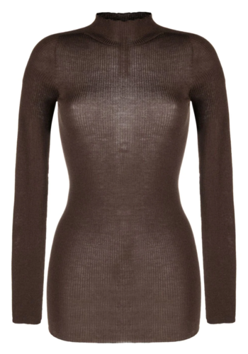 RICK OWENS ribbed lupetto longsleeve brown RICK OWENS ribbed lupetto longsleeve brown
