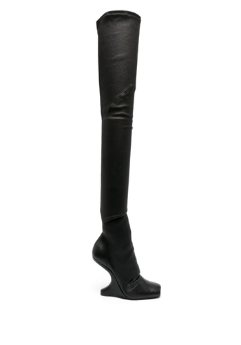 RICK OWENS cantilever 11 thigh high leather boots black RICK OWENS cantilever 11 thigh high leather boots black