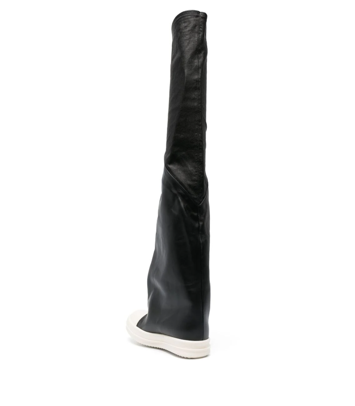 LEATHER BOOTS - OBLIQUE THIGH HIGH SNEAKS