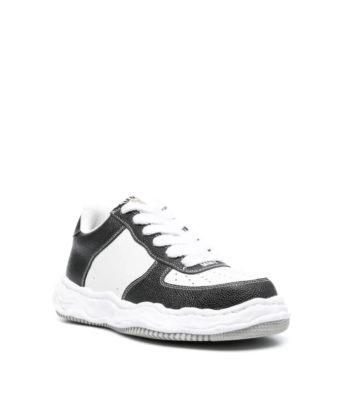 WAYNE LOW ORIGINAL SOLE BASKET LEATHER LOW TOP SNEAKER BLACK/WHITE