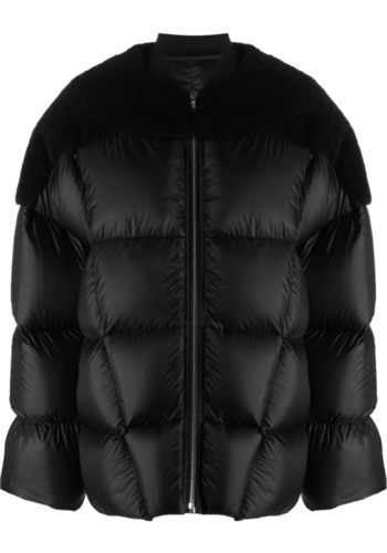 RICK OWENS woven & shearling real fur down jacket RICK OWENS woven & shearling real fur down jacket