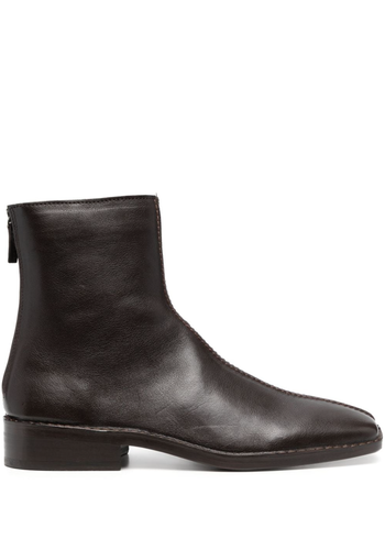 LEMAIRE piped zipped boots mushroom brown