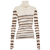JEAN-PAUL GAULTIER HIGH NECK LONG SLEEVES PRINTED  "STRIPED WASHED MARINIERE" ECRU