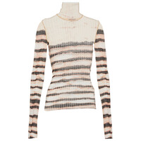 HIGH NECK LONG SLEEVES PRINTED  "STRIPED WASHED MARINIERE" ECRU