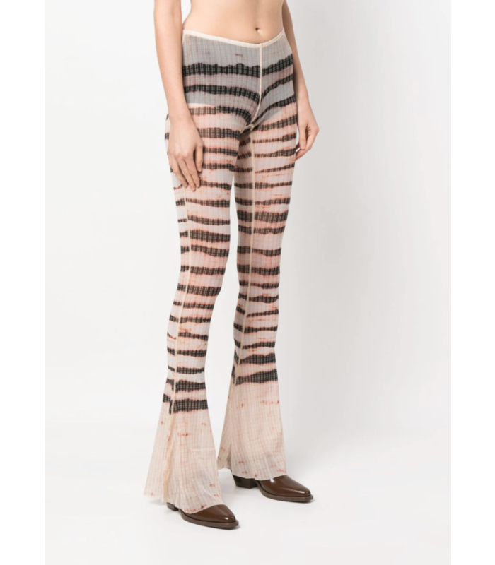 JEAN-PAUL GAULTIER - FLARE LEGGINGS LOW WAIST PRINTED  "STRIPED WASHED MARINIERE" ECRU