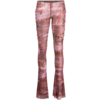 JEAN-PAUL GAULTIER FLARE LEGGINGS LOW WAIST PRINTED "SCRATCH WOOD" BROWN/LILA