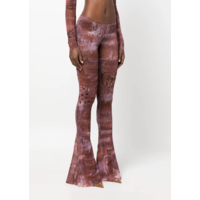 FLARE LEGGINGS LOW WAIST PRINTED "SCRATCH WOOD" BROWN/LILA