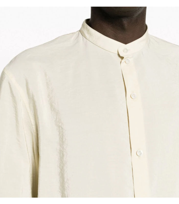 STAND COLLAR TWISTED SHIRT ECRU WHITE