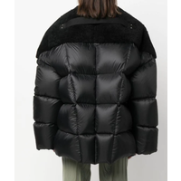 woven and shearling real fur down jacket