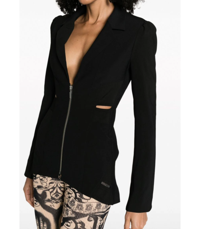 SUIT JACKET WITH JPG X KNWLS EMBROIDERED DETAIL BLACK