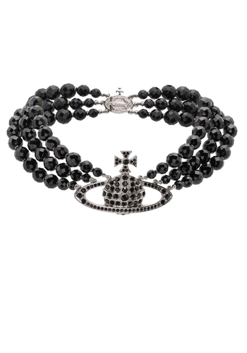 VIVIENNE WESTWOOD messaline 3 row choker platinum VIVIENNE WESTWOOD messaline 3 row choker platinum